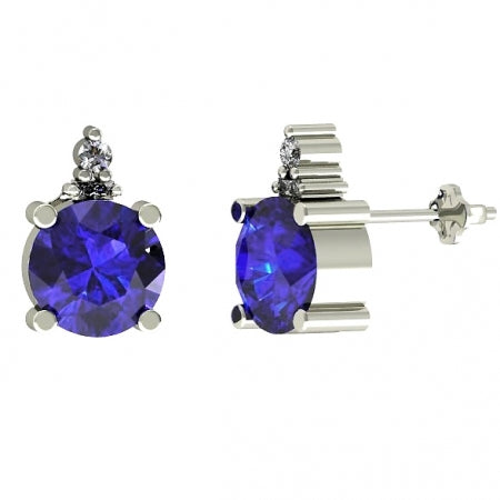 0.44ctw Round Tanzanite Earring With 0.28ctw Diamonds in 14k Gold