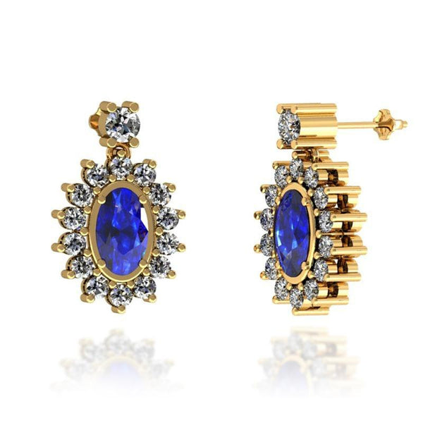 0.36ctw Oval Tanzanite Earring With 0.35ctw Diamonds in 14k Gold