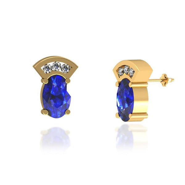 0.8ctw Oval Tanzanite Earring With 0.06ctw Diamonds in 14k Gold & 18k Gold