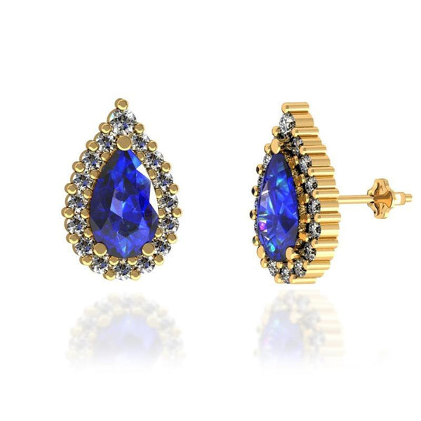 0.36ctw Pear Tanzanite Earring With 0.13ctw Diamonds in 14k Gold & 18K Gold