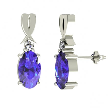 0.36ctw Oval Tanzanite Earring With 0.01ctw Diamond