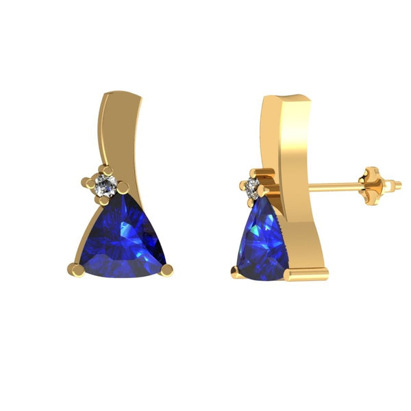 0.36ctw Trillion Tanzanite Earring With 0.01ctw Diamonds in 14k Yellow Gold & 18k Yellow Gold