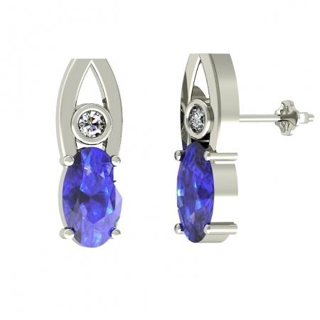 0.36ctw Oval Tanzanite Earring With 0.02ctw Diamonds in Gold