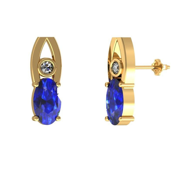 0.36ctw Oval Tanzanite Earring With 0.02ctw Diamonds in Gold