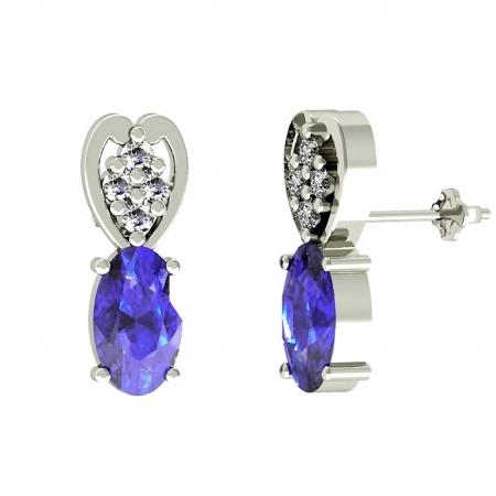 0.36ctw Oval Tanzanite Earring With 0.048ctw Diamonds in  Gold