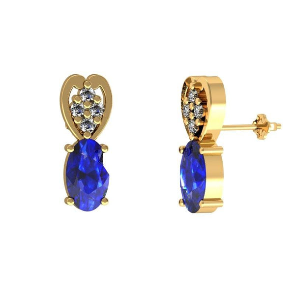 0.36ctw Oval Tanzanite Earring With 0.048ctw Diamonds in  Gold