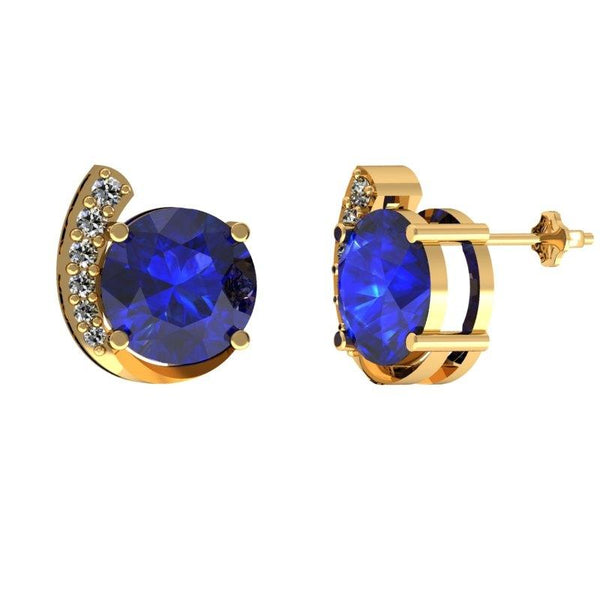 2.4ctw Round Tanzanite Earring With 0.11ctw Diamonds in Gold