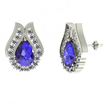 1.10 ctw Pear Tanzanite Earring With 0.36ctw Diamonds in 14k Gold