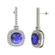 4.2ctw Cushion Tanzanite Earring With 1.35ctw Diamonds in 14k Gold