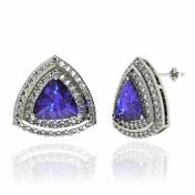3ctw Trillion Tanzanite Earring With 1.16ctw Diamonds in 14k Gold