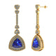 3ctw Trillion Tanzanite Earring With 1.06ctw Diamonds in 14k Two Tone Gold