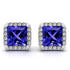 0.60ctw Princess Tanzanite Earring With 0.16ctw Diamonds in 14k White Gold
