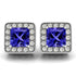 0.42ctw Princess Tanzanite Earring With 0.32ctw Diamonds in 14k White Gold