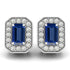 0.60ctw Emerald Cut Tanzanite Earring With 0.32ctw Diamonds in 14k White Gold