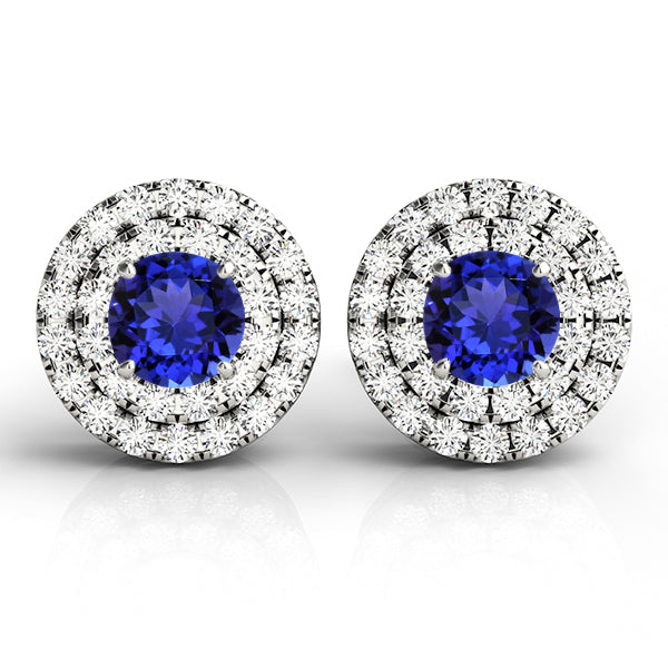 1.56ctw Round Tanzanite Earring With .48ctw Diamonds in 14k White Gold