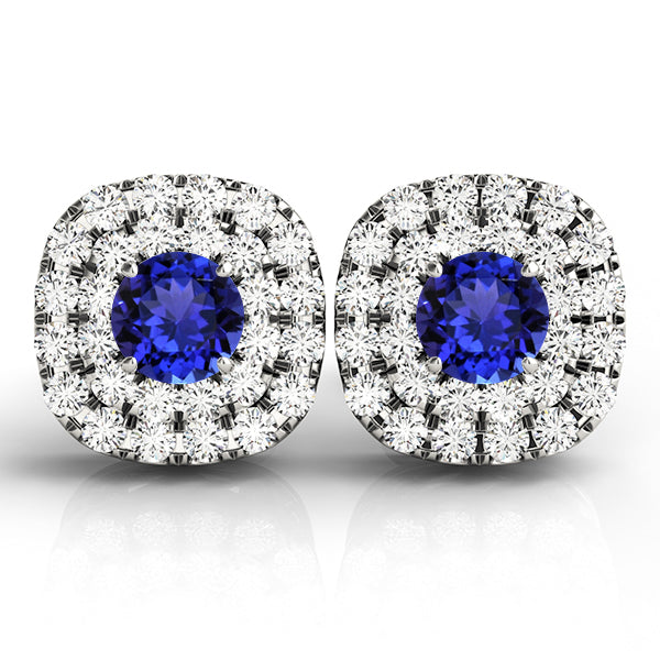 1.56ctw Round Tanzanite Earring With .22ctw Diamonds in 14k White Gold