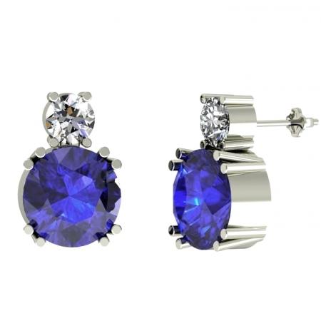 1.56ctw Round Tanzanite Earring With 0.216ctw Diamonds in 14k Gold