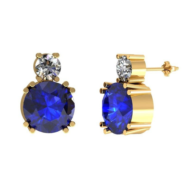 1.56ctw Round Tanzanite Earring With 0.216ctw Diamonds in 14k Gold