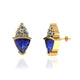 0.70ctw Trillion Tanzanite Earring With 0.15ctw Diamonds in 14k Gold.