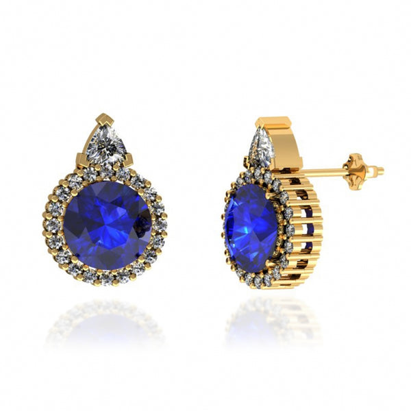 1.56ctw Round Tanzanite Earring With 0.4ctw Diamonds in 14k Yellow Gold