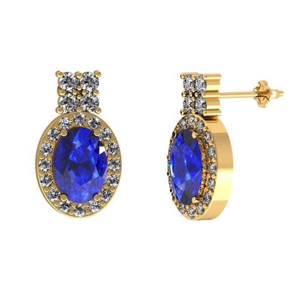 1.36ctw Oval Tanzanite Earring With 0.45ctw Diamonds in 14k Gold