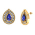 1.1 ctw Pear Tanzanite Earring With 0.64ctw Diamonds in 14k Yellow Gold