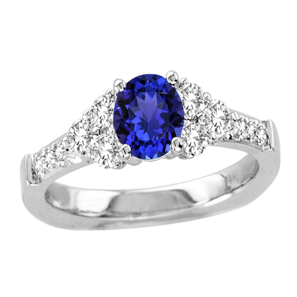 0.45ct Round Tanzanite Ring With 0.36ctw Diamonds in 14k White Gold