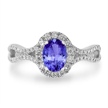 0.76ct Oval Tanzanite Ring with 0.39 cttw Diamond