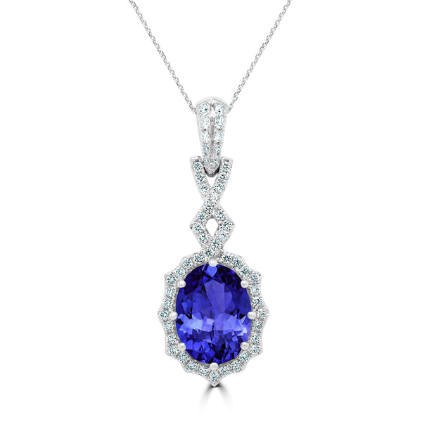 4.9ct Oval Tanzanite Pendant with 0.46 cttw Diamond