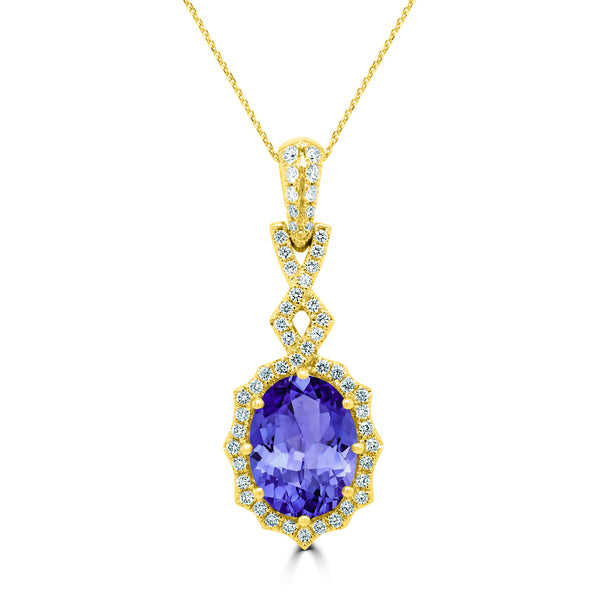 4.9ct Oval Tanzanite Pendant with 0.46 cttw Diamond