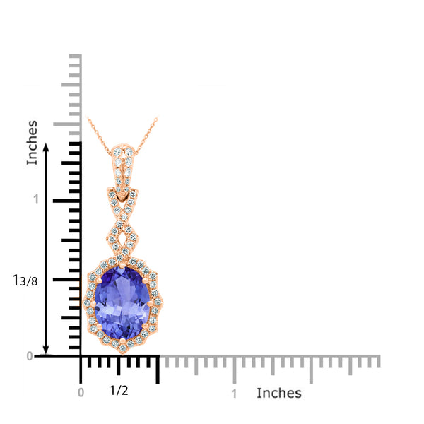 4.9ct Oval Tanzanite Pendant with 0.46 cttw Diamond