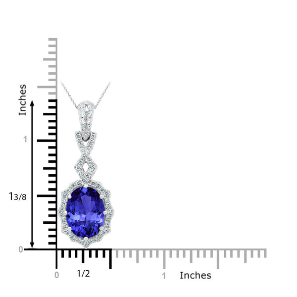 4.9ct Oval Tanzanite Pendant with 0.46 cttw Diamond