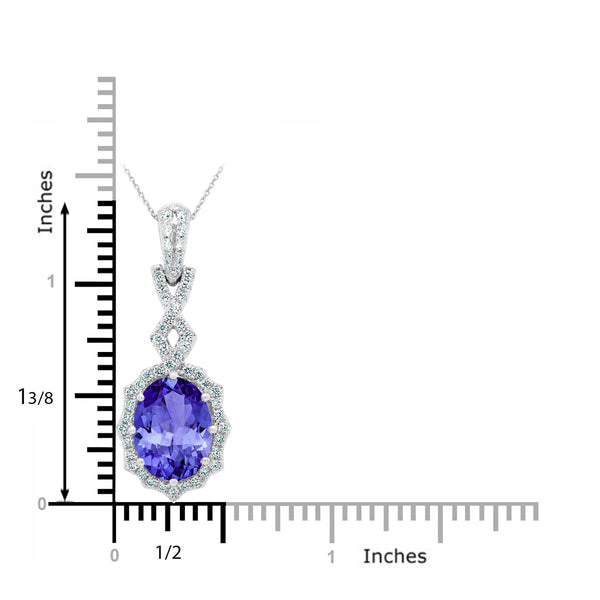 4.9ct Oval Tanzanite Pendant with 0.46 cttw Diamond