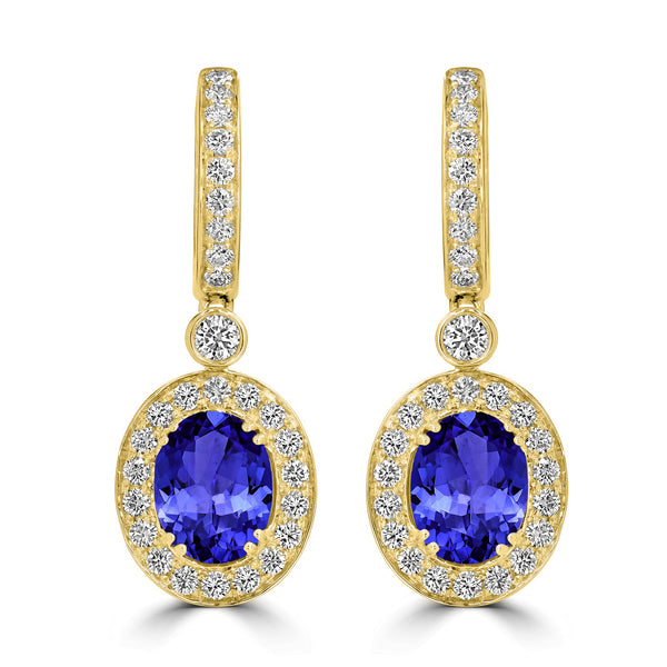3.6ct Oval Tanzanite Earring with 1.16 cttw Diamond