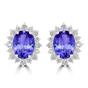 3.6ct Oval Tanzanite Earring with 0.76 cttw Diamond