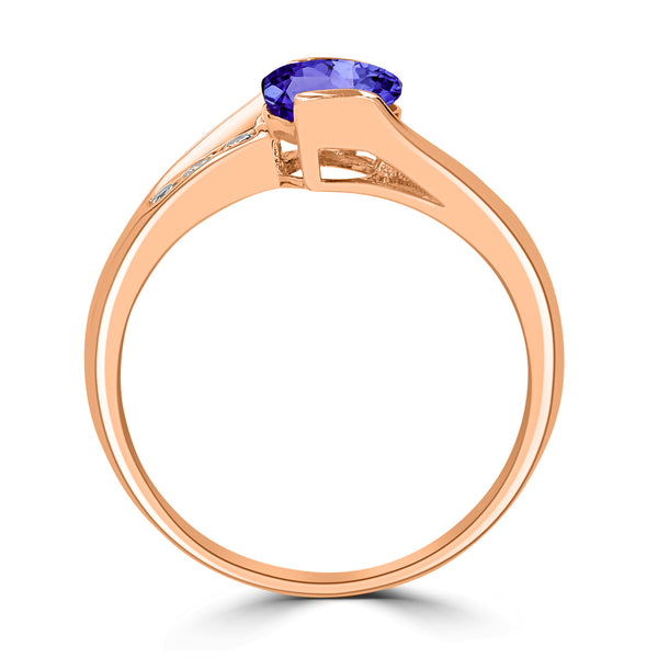 1.2ct Oval Tanzanite Ring with 0.13 cttw Diamond
