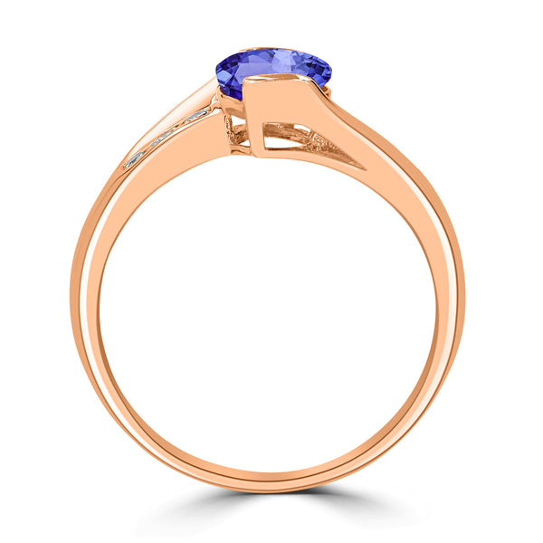1.2ct Oval Tanzanite Ring with 0.13 cttw Diamond