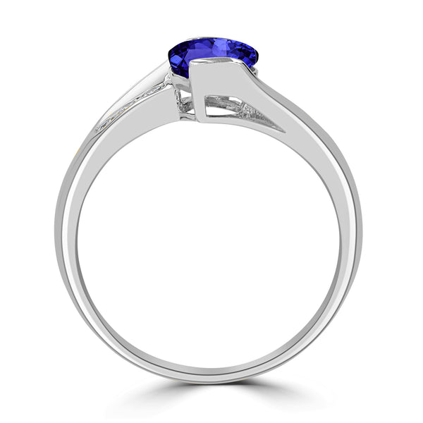 1.2ct Oval Tanzanite Ring with 0.13 cttw Diamond