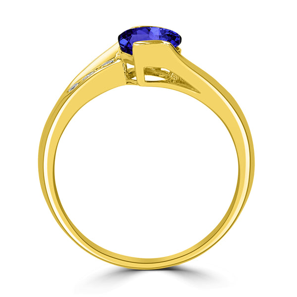1.2ct Oval Tanzanite Ring with 0.13 cttw Diamond