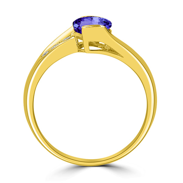 1.2ct Oval Tanzanite Ring with 0.13 cttw Diamond