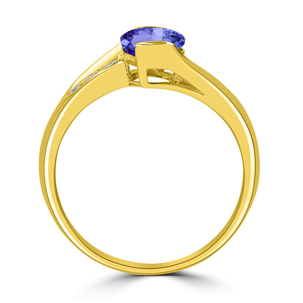 1.2ct Oval Tanzanite Ring with 0.13 cttw Diamond