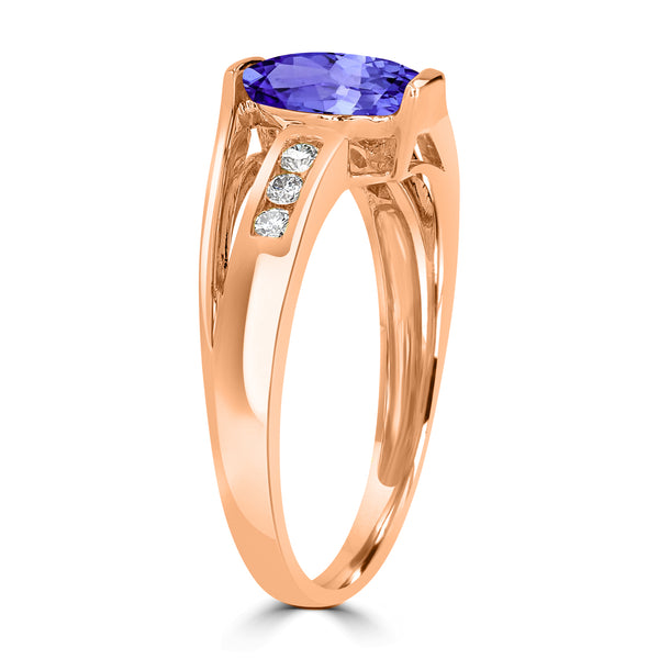 1.2ct Oval Tanzanite Ring with 0.13 cttw Diamond