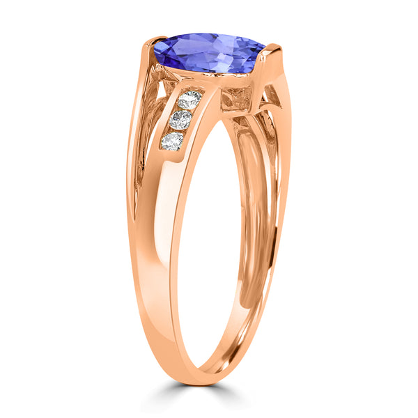 1.2ct Oval Tanzanite Ring with 0.13 cttw Diamond