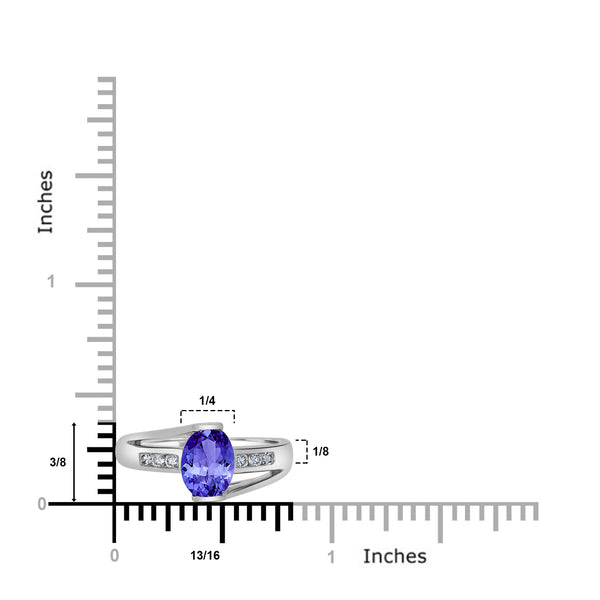 1.2ct Oval Tanzanite Ring with 0.13 cttw Diamond