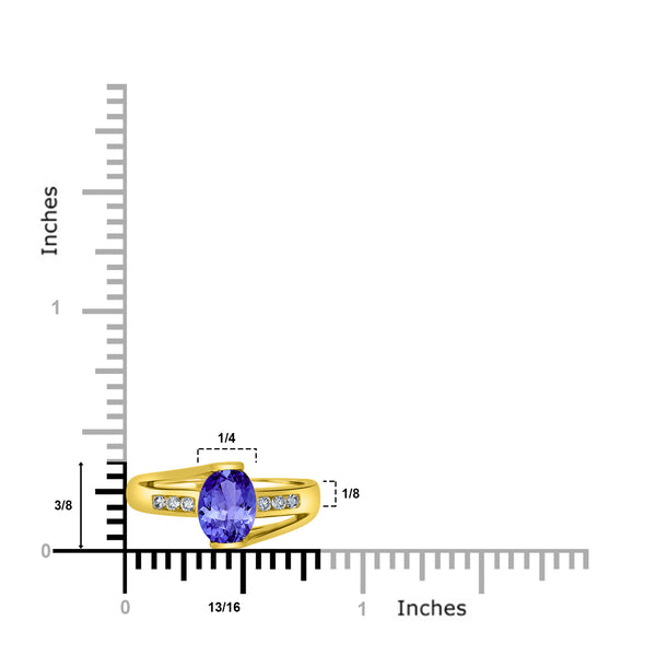 1.2ct Oval Tanzanite Ring with 0.13 cttw Diamond