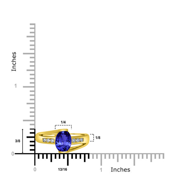 1.2ct Oval Tanzanite Ring with 0.13 cttw Diamond