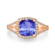 2.4ct Cushion Tanzanite Ring with 0.32 cttw Diamond