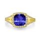 2.4ct Cushion Tanzanite Ring with 0.32 cttw Diamond