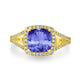 2.4ct Cushion Tanzanite Ring with 0.32 cttw Diamond