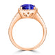 2.4ct Cushion Tanzanite Ring with 0.32 cttw Diamond